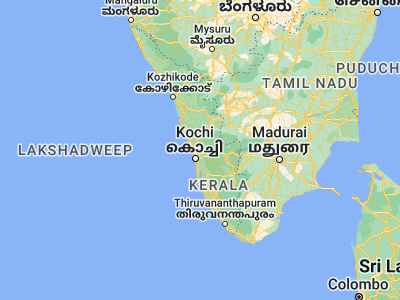 Map showing location of Aluva (10.10917, 76.36444)