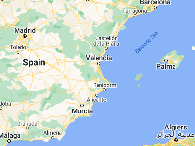 Map showing location of Alzira (39.15, -0.43333)