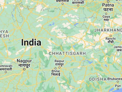 Map showing location of Amarkantak (22.66667, 81.75)