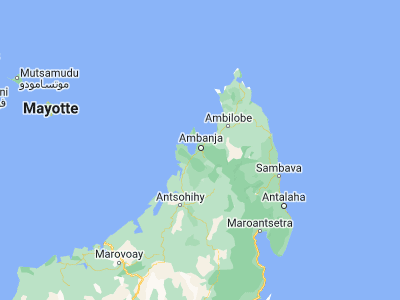 Map showing location of Ambanja (-13.68333, 48.45)