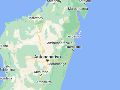 Map showing location of Ambatondrazaka (-17.83333, 48.41667)