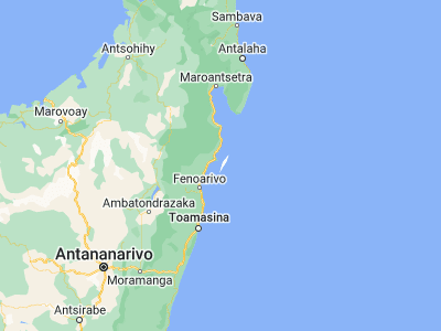 Map showing location of Ambodifotatra (-16.98333, 49.85)