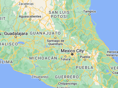 Map showing location of Amealco (20.18333, -100.15)