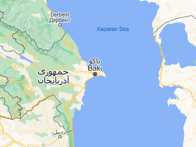 Map showing location of Amirdzhan (40.42639, 49.98361)