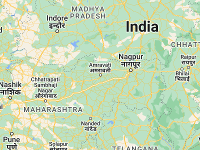 Map showing location of Amrāvati (20.93333, 77.75)