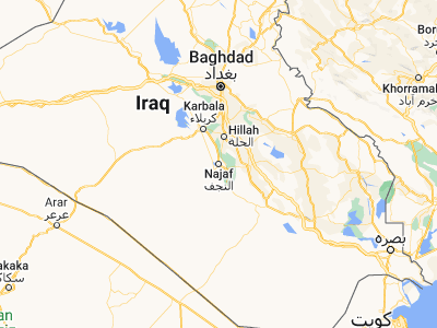 Map showing location of Najaf (31.9892, 44.3291)