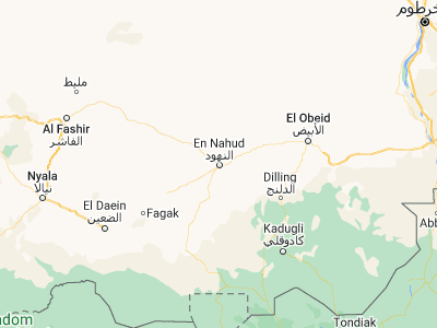 Map showing location of An Nuhūd (12.7, 28.43333)
