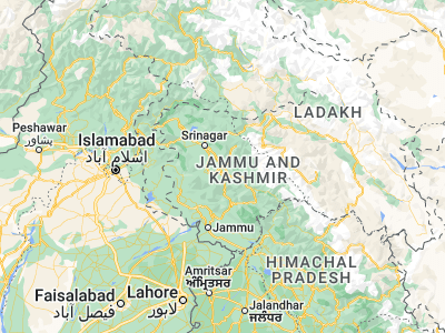 Map showing location of Anantnāg (33.72993, 75.15167)