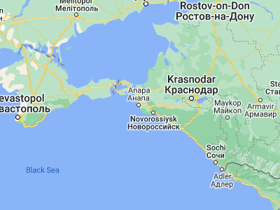 Map showing location of Anapa (44.89084, 37.3239)