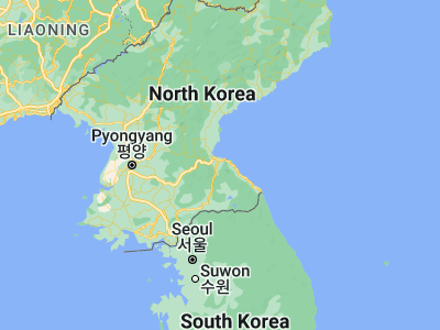 Map showing location of Anbyŏn-ŭp (39.0425, 127.52389)