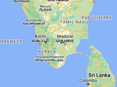 Map showing location of Āndippatti (9.98333, 77.63333)