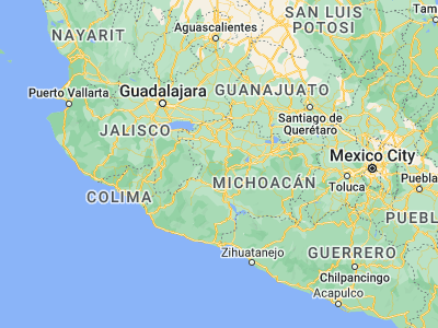 Map showing location of Angahuán (19.54773, -102.22522)