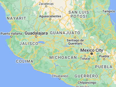 Map showing location of Angamacutiro de la Unión (20.14902, -101.71126)