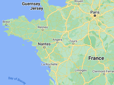 Map showing location of Angers (47.46667, -0.55)