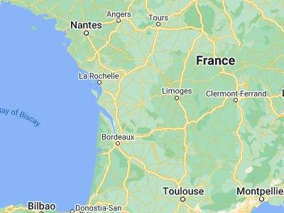 Map showing location of Angoulême (45.65, 0.15)