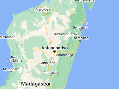 Map showing location of Anjozorobe (-18.4, 47.86667)