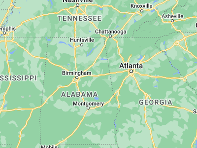Map showing location of Anniston (33.65983, -85.83163)