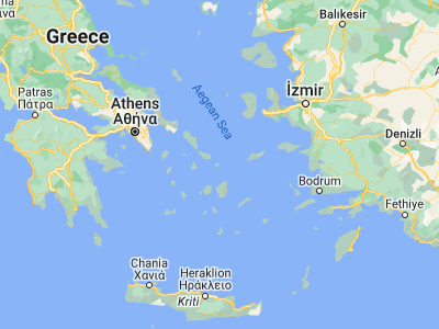 Map showing location of Áno Merá (37.45, 25.4)