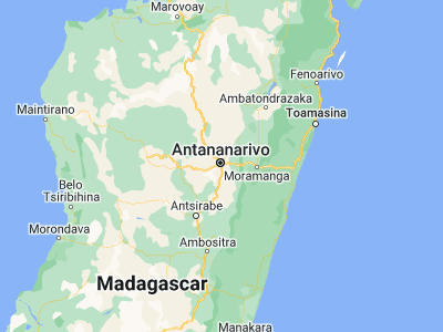 Map showing location of Antananarivo (-18.91368, 47.53613)