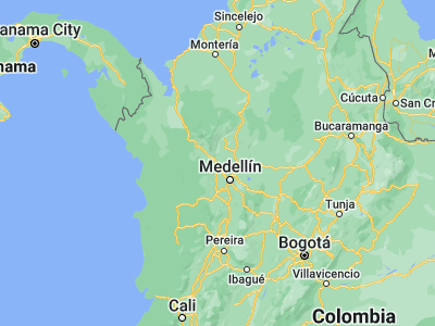 Map showing location of Antioquia (6.55687, -75.82806)