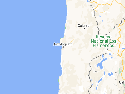 Map showing location of Antofagasta (-23.65, -70.4)