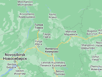 Map showing location of Anzhero-Sudzhensk (56.081, 86.0285)