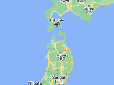 Map showing location of Aomori (40.82444, 140.74)
