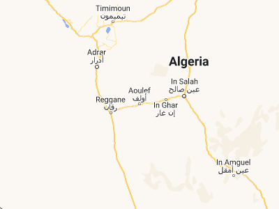 Map showing location of Aoulef (26.96667, 1.08333)