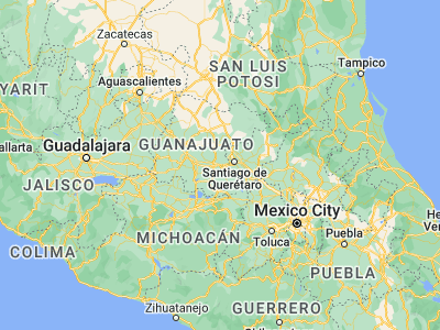 Map showing location of Apaseo el Grande (20.5448, -100.6843)