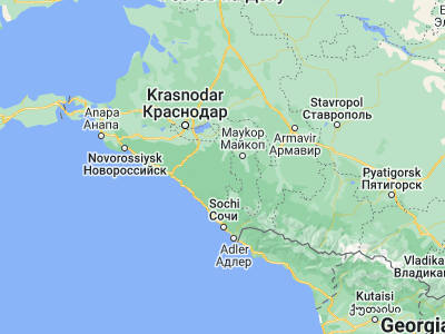 Map showing location of Apsheronsk (44.46472, 39.73417)