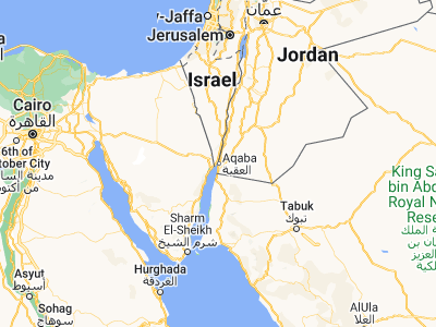 Map showing location of Aqaba (29.52667, 35.00778)