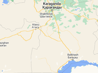 Map showing location of Aqadyr (48.2606, 72.85826)