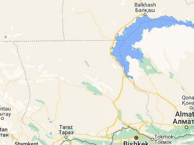 Map showing location of Aqbaqay (45, 72.78333)