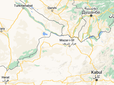Map showing location of Āqchah (36.92196, 66.17647)