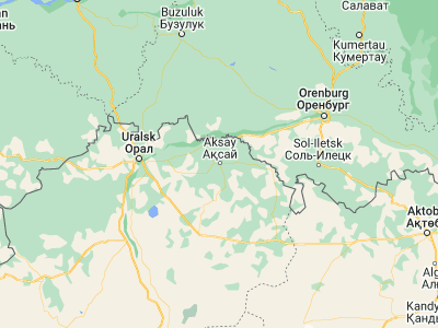 Map showing location of Aqsay (51.1681, 52.99782)