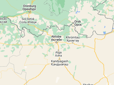 Map showing location of Aqtöbe (50.27969, 57.20718)