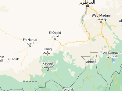 Map showing location of Ar Rahad (12.71667, 30.65)