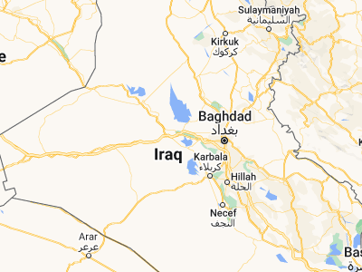 Map showing location of Ar Ramādī (33.42056, 43.30778)