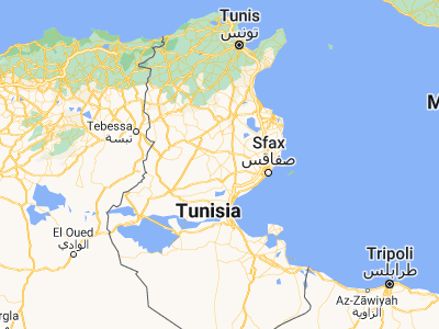 Map showing location of Ar Riqāb (34.85932, 9.78654)