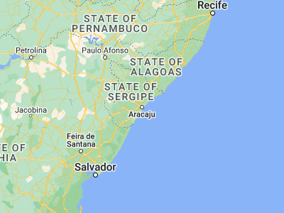 Map showing location of Aracaju (-10.91111, -37.07167)