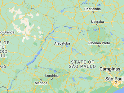 Map showing location of Araçatuba (-21.20889, -50.43278)