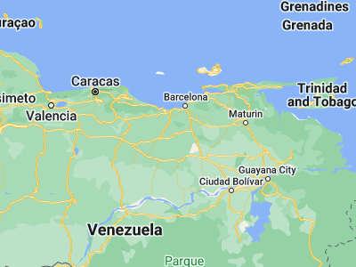 Map showing location of Aragua de Barcelona (9.45588, -64.82928)