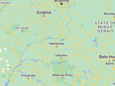 Map showing location of Araguari (-18.64722, -48.18722)