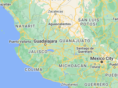 Map showing location of Arandas (20.70519, -102.34635)