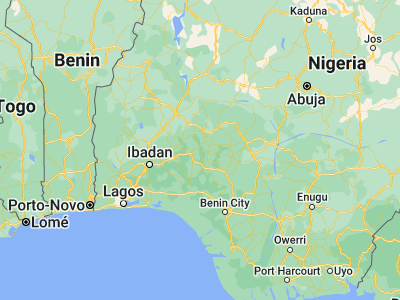 Map showing location of Araomoko Ekiti (7.70927, 5.04474)