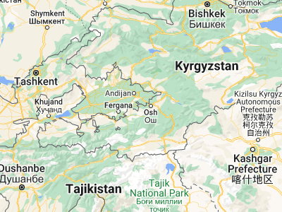 Map showing location of Aravan (40.51608, 72.4996)