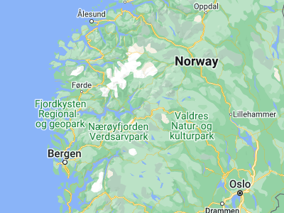 Map showing location of Årdalstangen (61.23711, 7.69834)