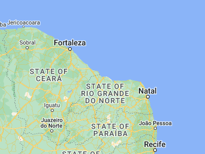 Map showing location of Areia Branca (-4.95611, -37.13694)