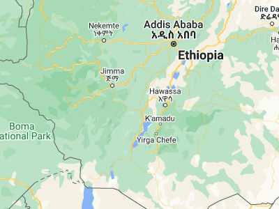 Map showing location of Āreka (7.06667, 37.7)