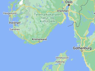Map showing location of Arendal (58.46151, 8.77253)
